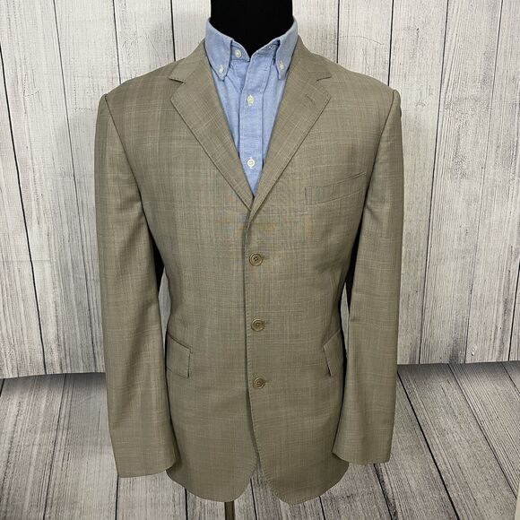 Ermenegildo Zegna 44R Tan Glen Check Wool 3-Button Dual-Vent Sports Coat - Picture 2 of 10
